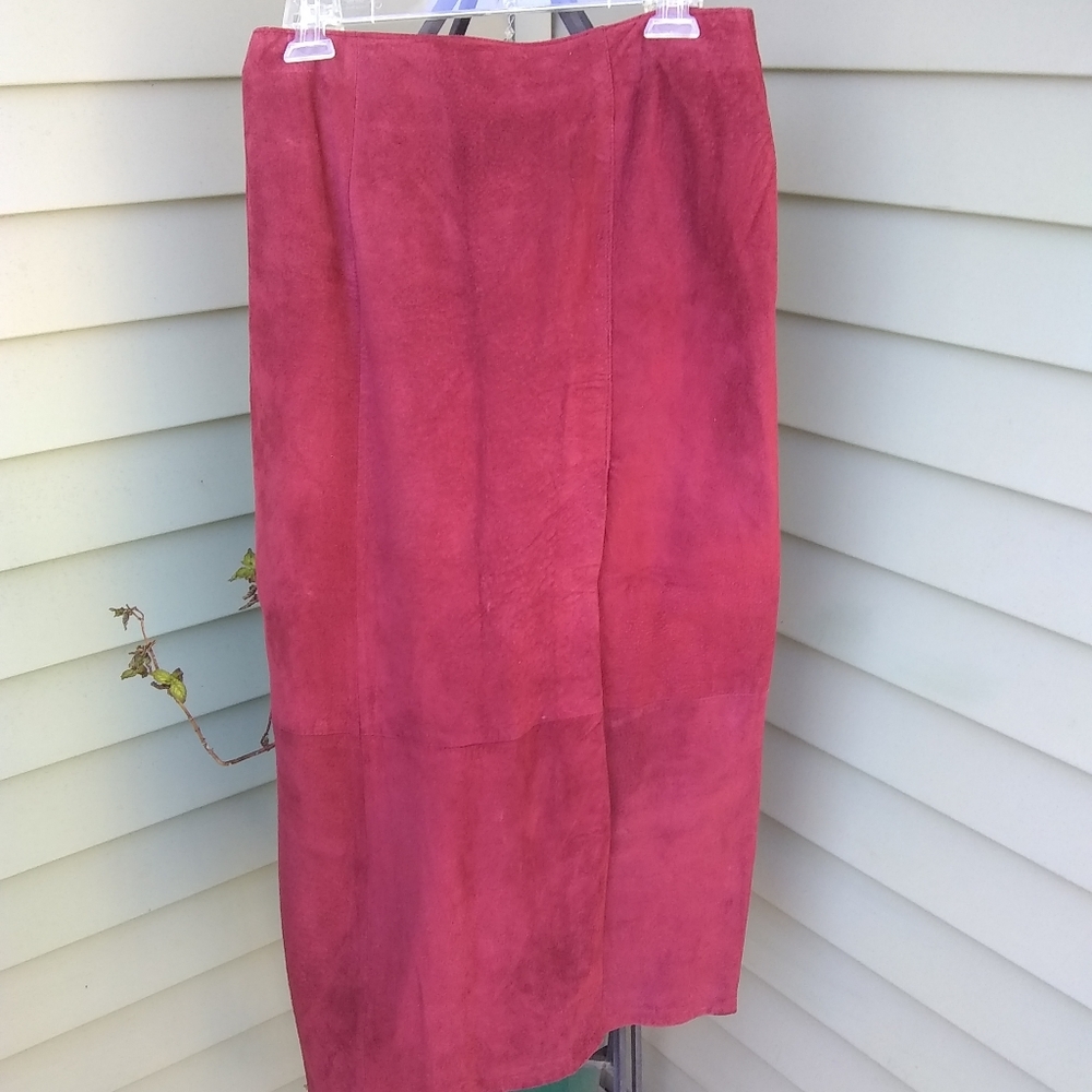 Long 100% Leather (suede) Skirt